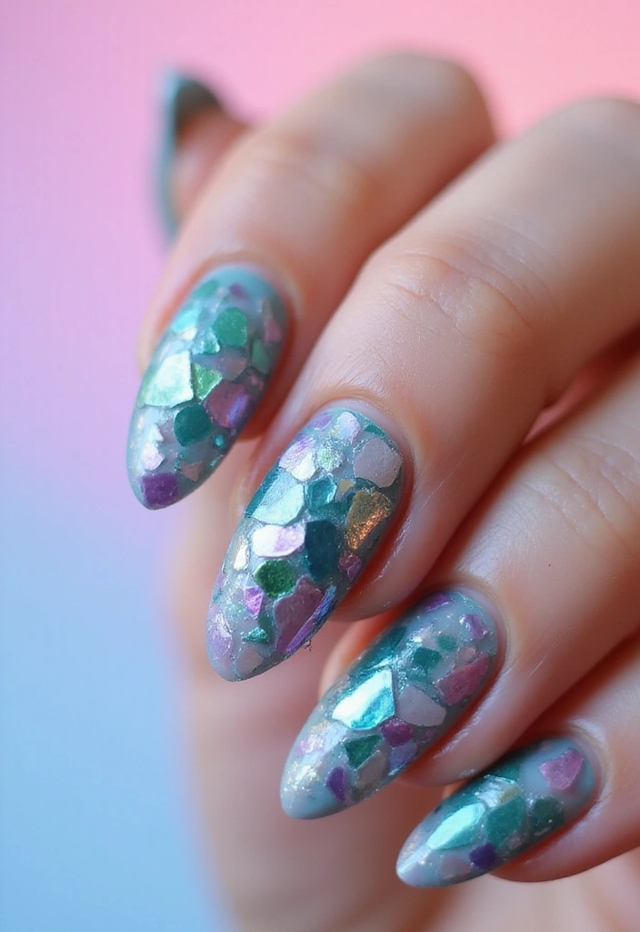 36 Sparkling Nail Accents Perfect for Evening Events - 29. Shattered Glass Effect
