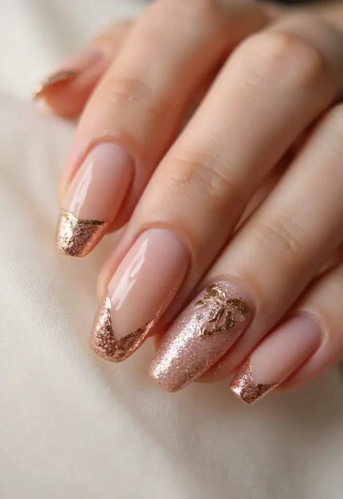 36 Sparkling Nail Accents Perfect for Evening Events - 3. Rose Gold Elegance