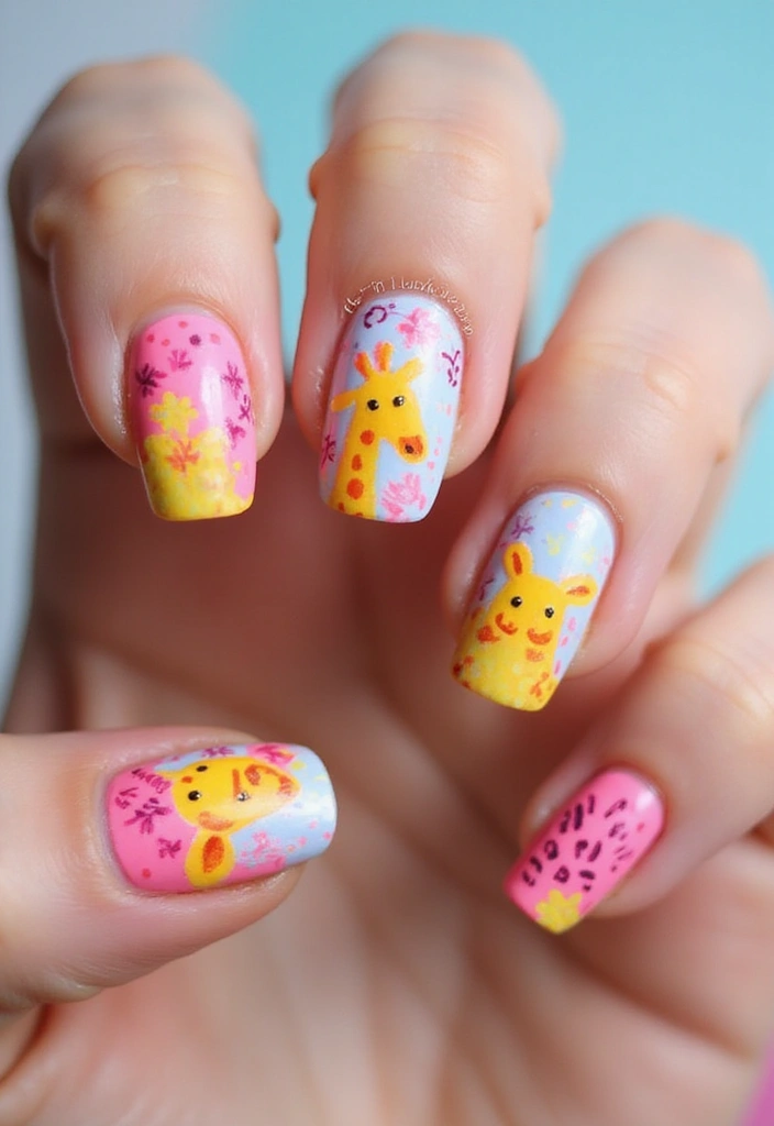 36 Sparkling Nail Accents Perfect for Evening Events - 34. Whimsical Animal Prints