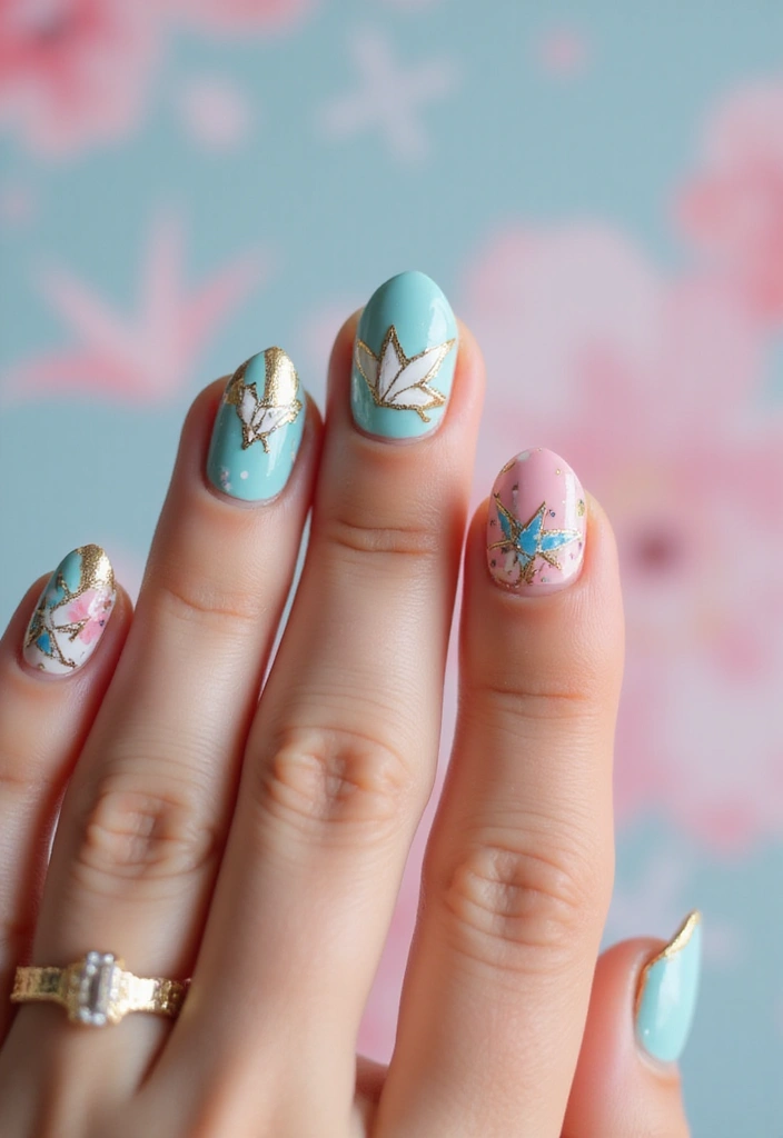 36 Sparkling Nail Accents Perfect for Evening Events - 35. Charming Paper Origami