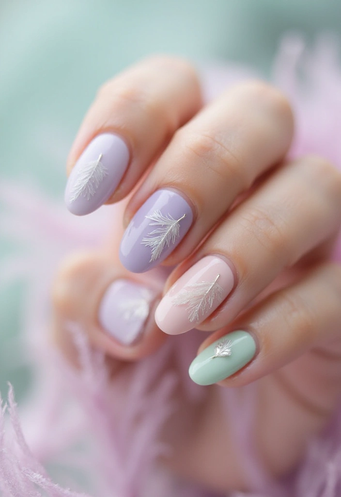 36 Sparkling Nail Accents Perfect for Evening Events - 36. Ethereal Feather Accents