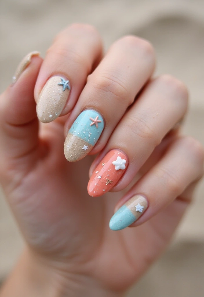 37 Bridal Shower Nail Ideas That Are Festive & Fun - 8. Beachy Vibes