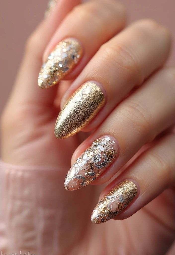 37 Bridal Shower Nail Ideas That Are Festive & Fun - 9. Metallic Shine