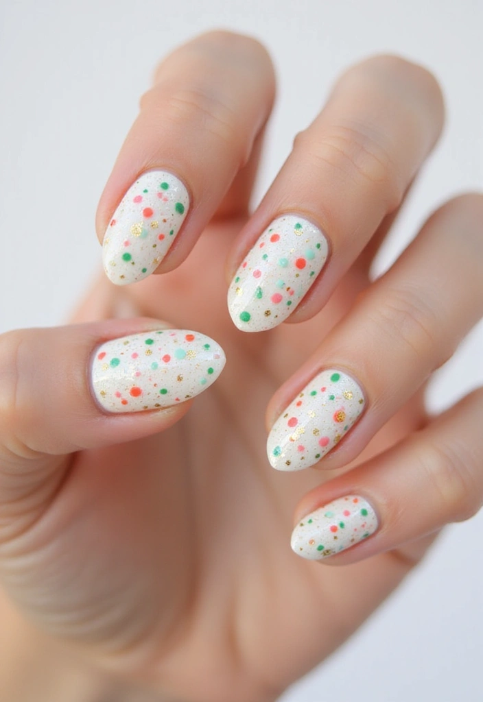 37 Milky White Nails That Give That 'Glass Skin' Effect - 10. Speckled Effect