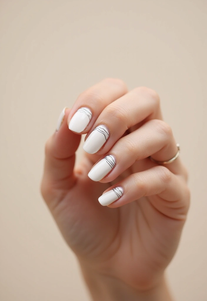 37 Milky White Nails That Give That 'Glass Skin' Effect - 22. Simple Stripes