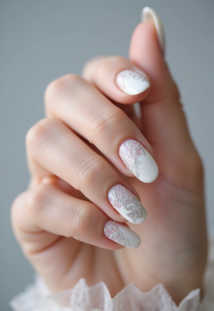 37 Milky White Nails That Give That 'Glass Skin' Effect - 23. Dreamy Lace
