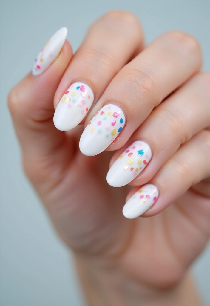 37 Milky White Nails That Give That 'Glass Skin' Effect - 26. Colorful Confetti