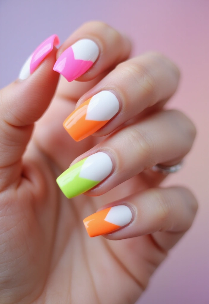 37 Milky White Nails That Give That 'Glass Skin' Effect - 9. Neon Tips