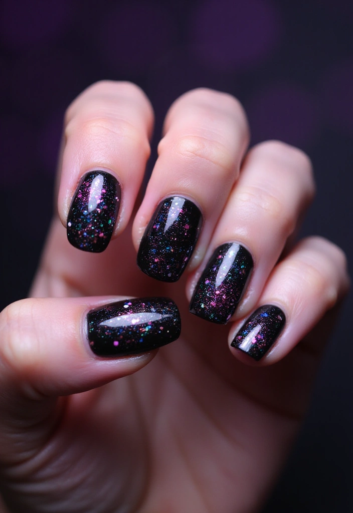 37 Summer Neon Nails to Brighten Your Vacation Looks - 25. Neon Glitter Starscape