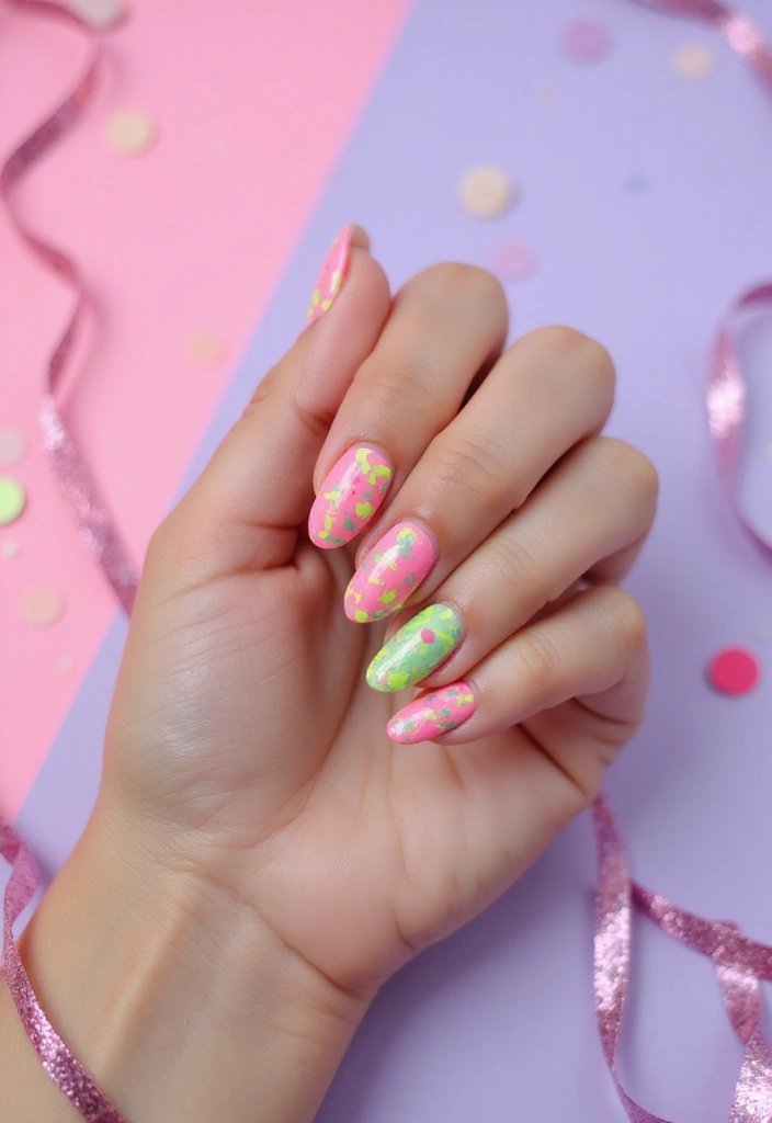 37 Summer Neon Nails to Brighten Your Vacation Looks - 26. Neon Confetti