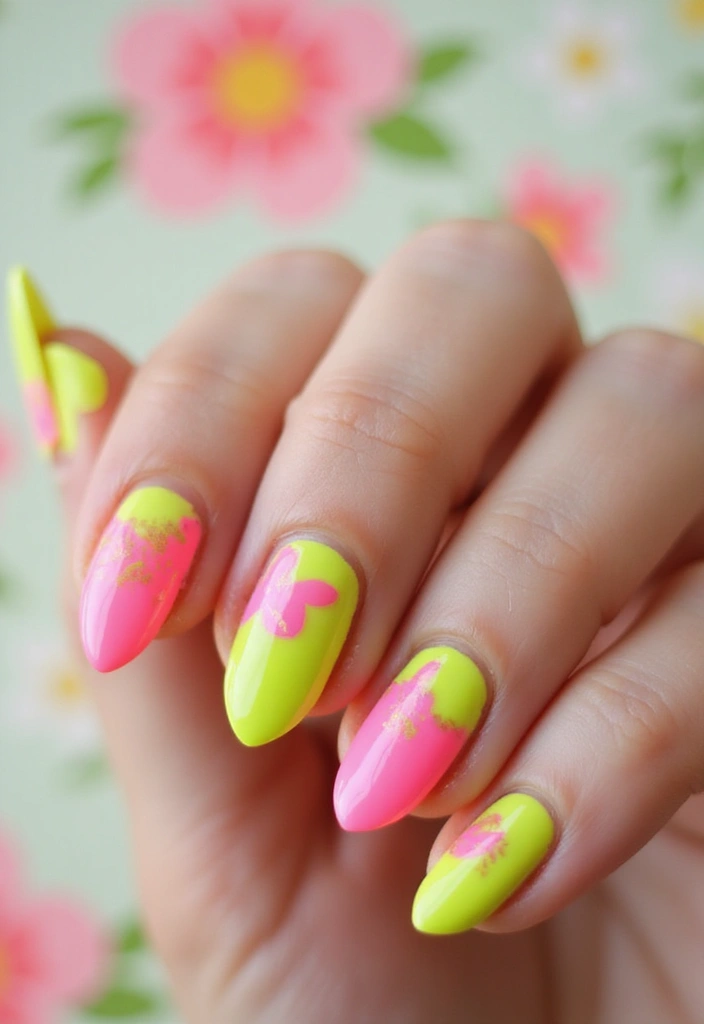 37 Summer Neon Nails to Brighten Your Vacation Looks - 30. Neon Petals