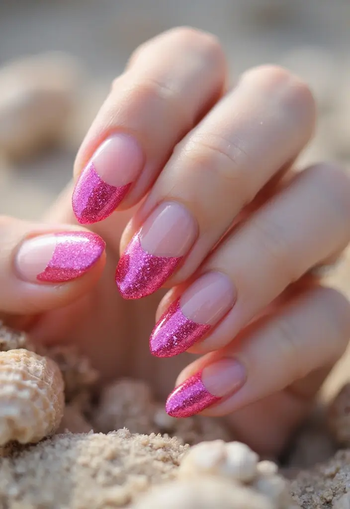 37 Summer Neon Nails to Brighten Your Vacation Looks - 5. Neon Glitter Gradient