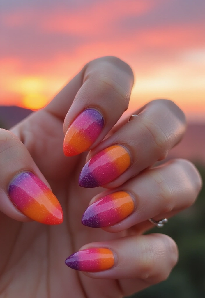 38 Matching Nail and Lip Combos for a Cohesive Look - 15. Sunset Ombre