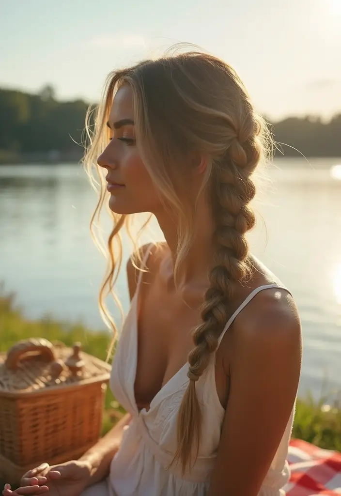 25 Easy Beach Waves Hairstyles Without Heat - 24. The French Braid Twist