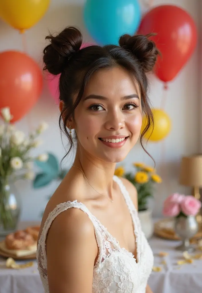 25 Elegant Updo Hairstyles for Special Events - 18. Chic Double Buns