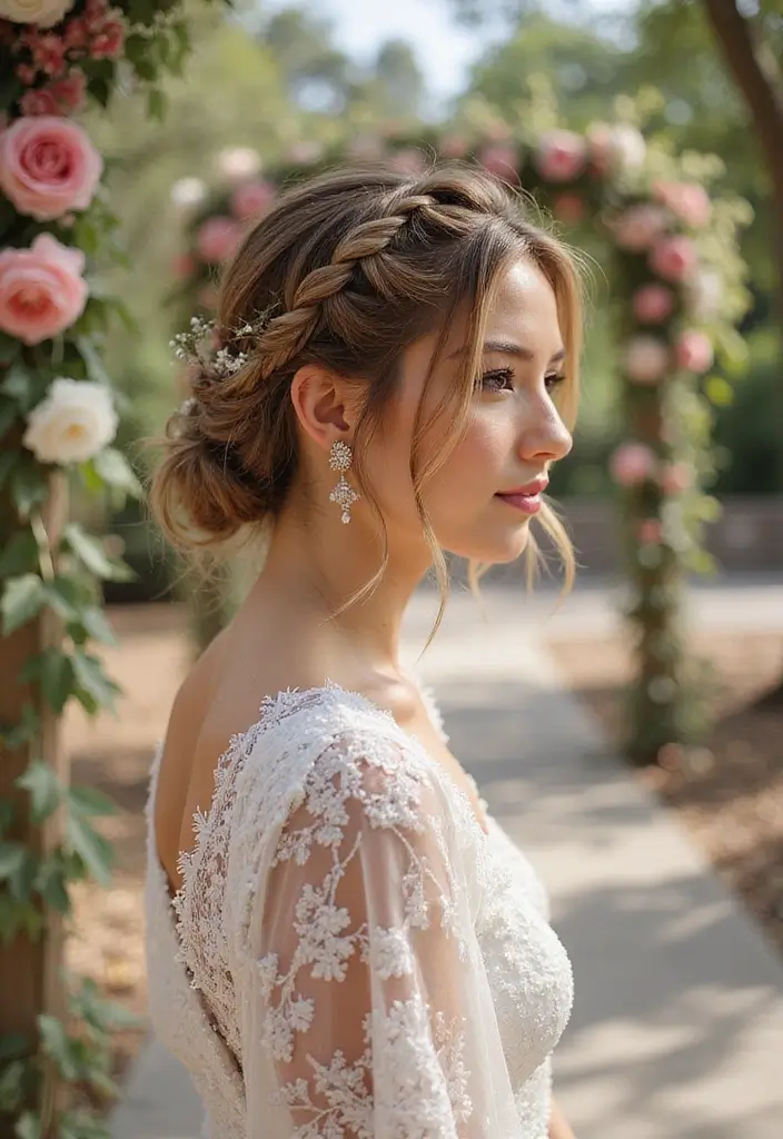 25 Elegant Updo Hairstyles for Special Events - 21. Halo Braid Updo
