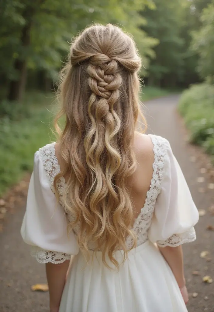 25 Elegant Updo Hairstyles for Special Events - 25. Dreamy Waterfall Braid