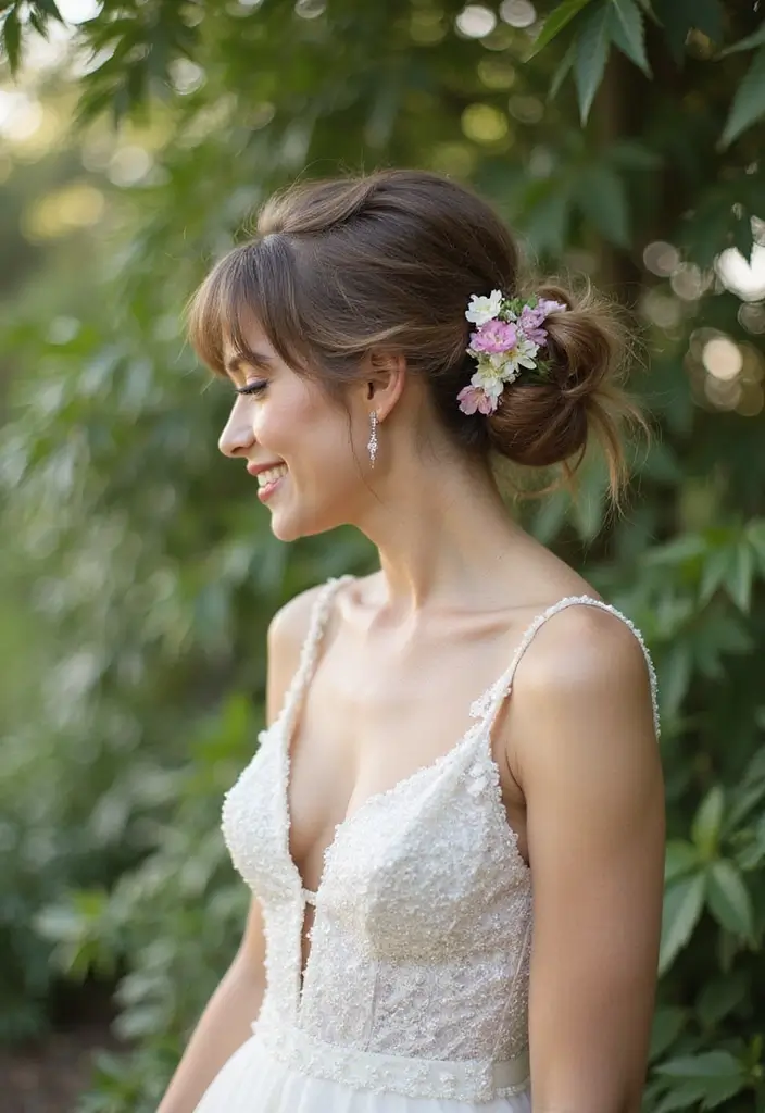 25 Elegant Updo Hairstyles for Special Events - 7. Messy Bun with Accents