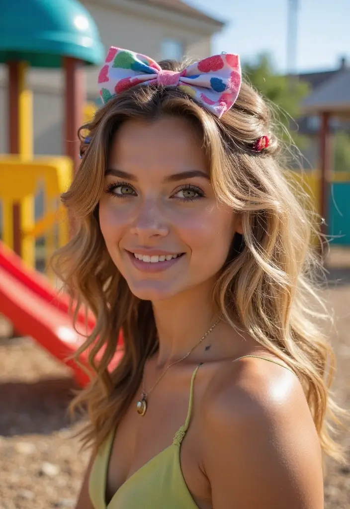 25 Hairstyles That Look Great with Hair Accessories - 17. Half-Up Hair Bow with Colorful Clips