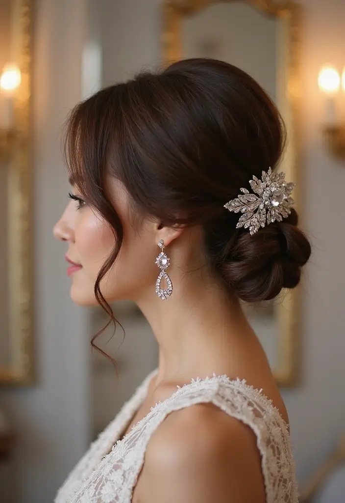 25 Hairstyles That Look Great with Hair Accessories - 5. Half-Up Twist with Decorative Comb