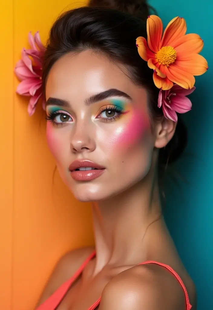 25 Summer Makeup Looks That Beat the Heat - 11. Tropical Color Palette