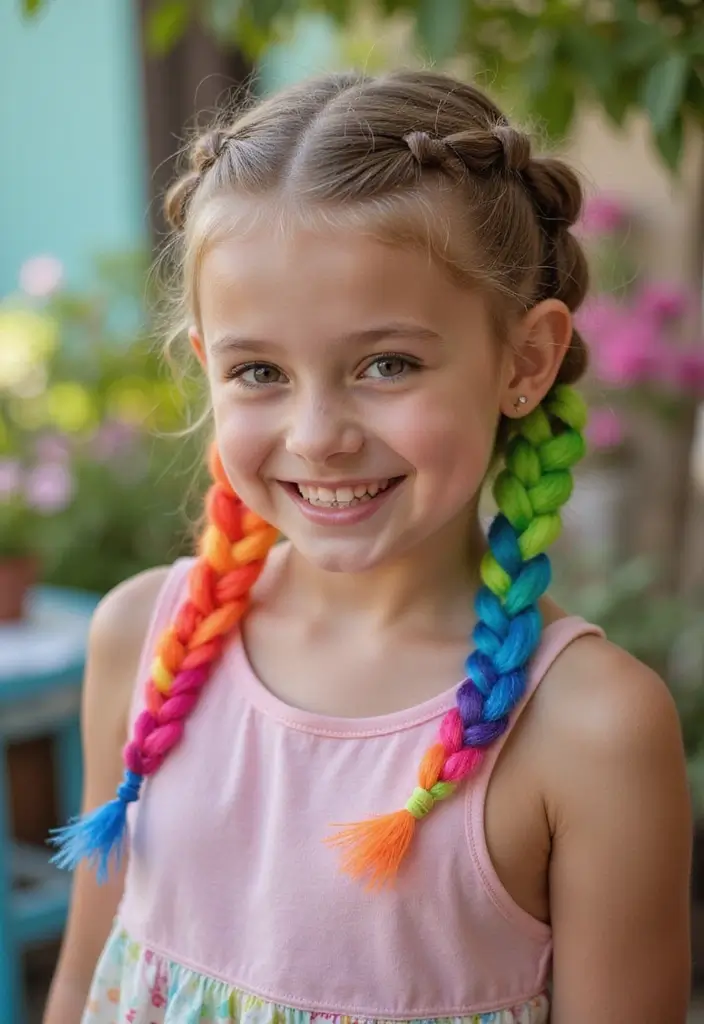 25 Teen Hairstyle Ideas That Are Fun and Fresh - 4. Colorful Rainbow Braids