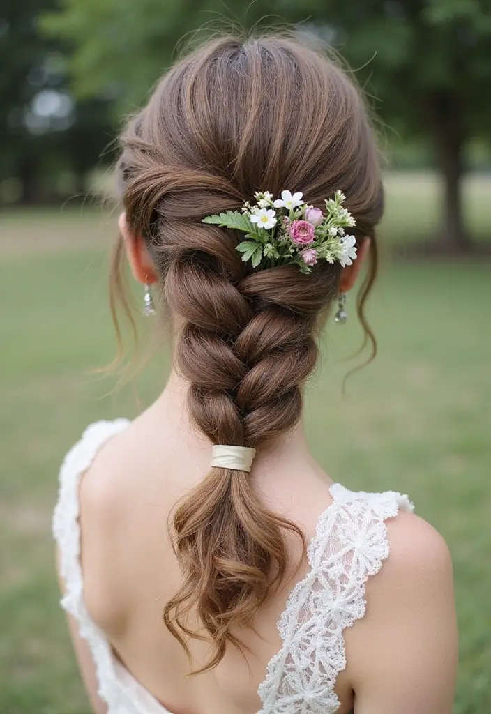 25 Wedding Hairstyle Ideas for Every Bride - 12. Loose Braid with Ribbon