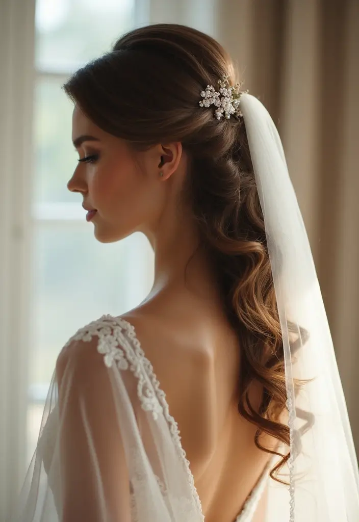 25 Wedding Hairstyle Ideas for Every Bride - 19. Cascading Curls with a Veil