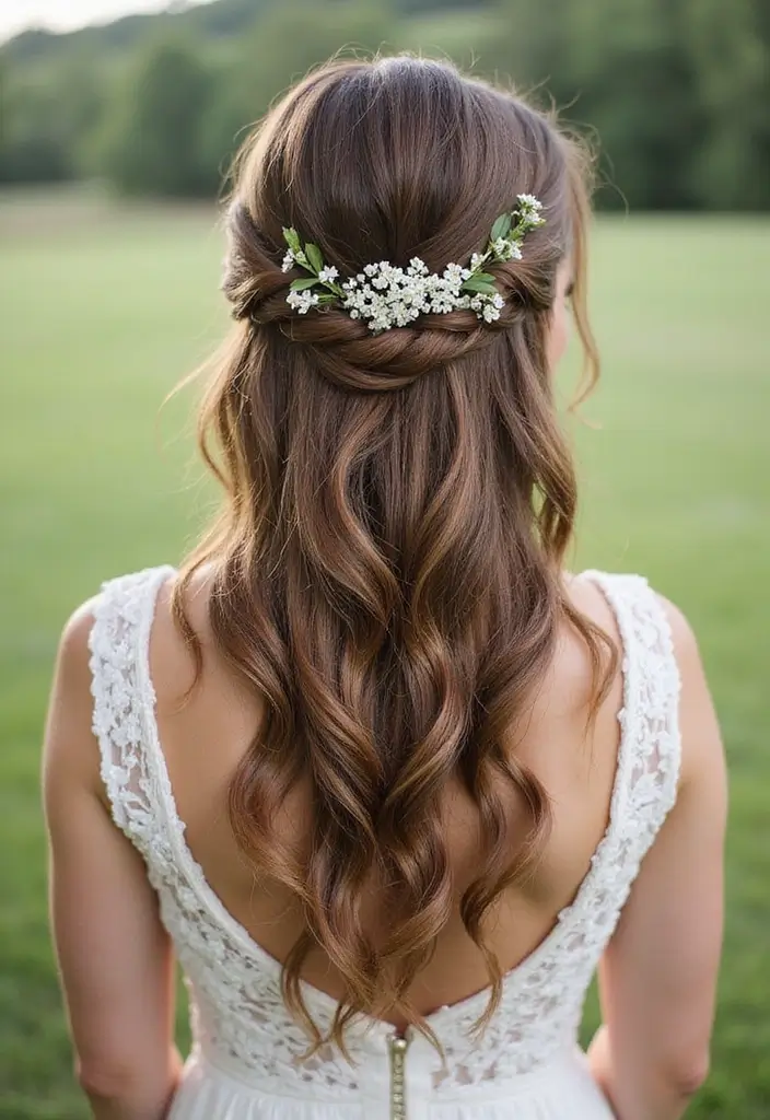25 Wedding Hairstyle Ideas for Every Bride - 6. Half-Up, Half-Down Braid