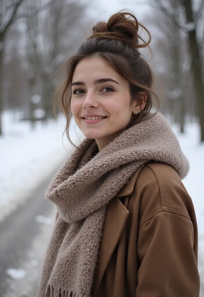 25 Winter Hairstyles That Protect Your Hair from Dryness - 22. Messy Bun