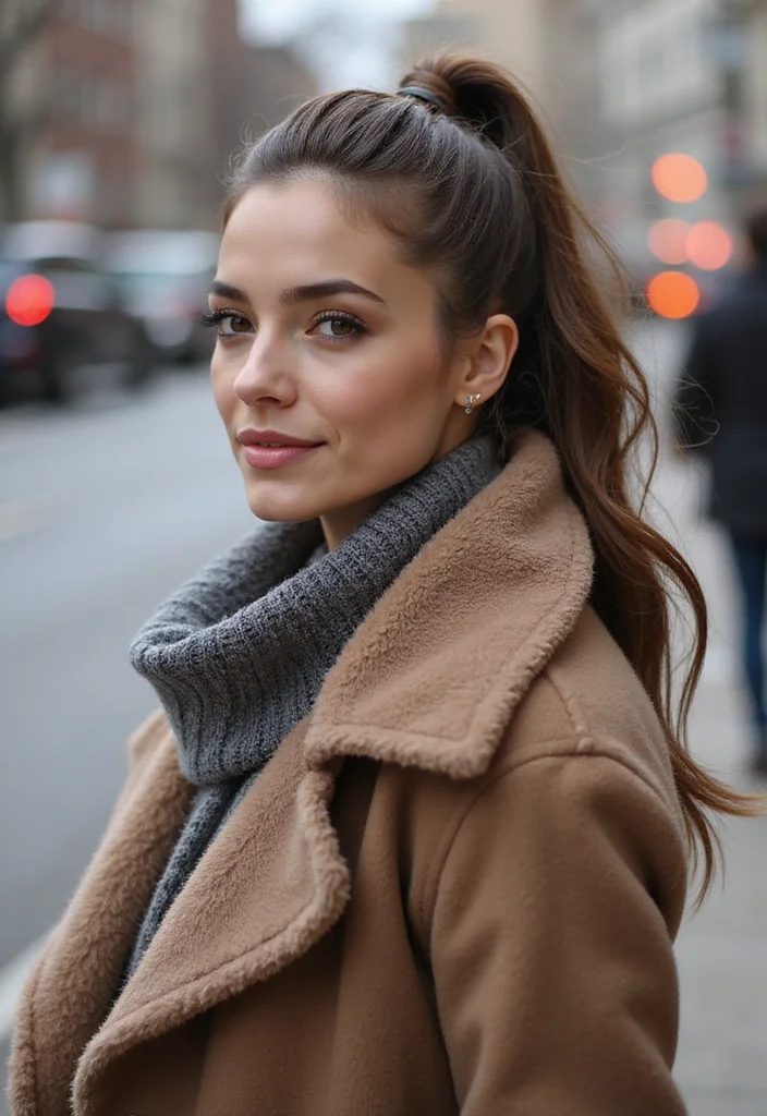 25 Winter Hairstyles That Protect Your Hair from Dryness - 6. Sleek Ponytail