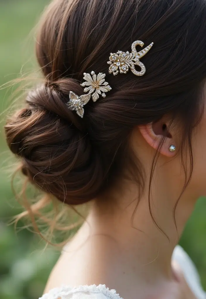 26 Boho Hairstyle Ideas for a Relaxed Vibe - 14. Vintage Hairpins
