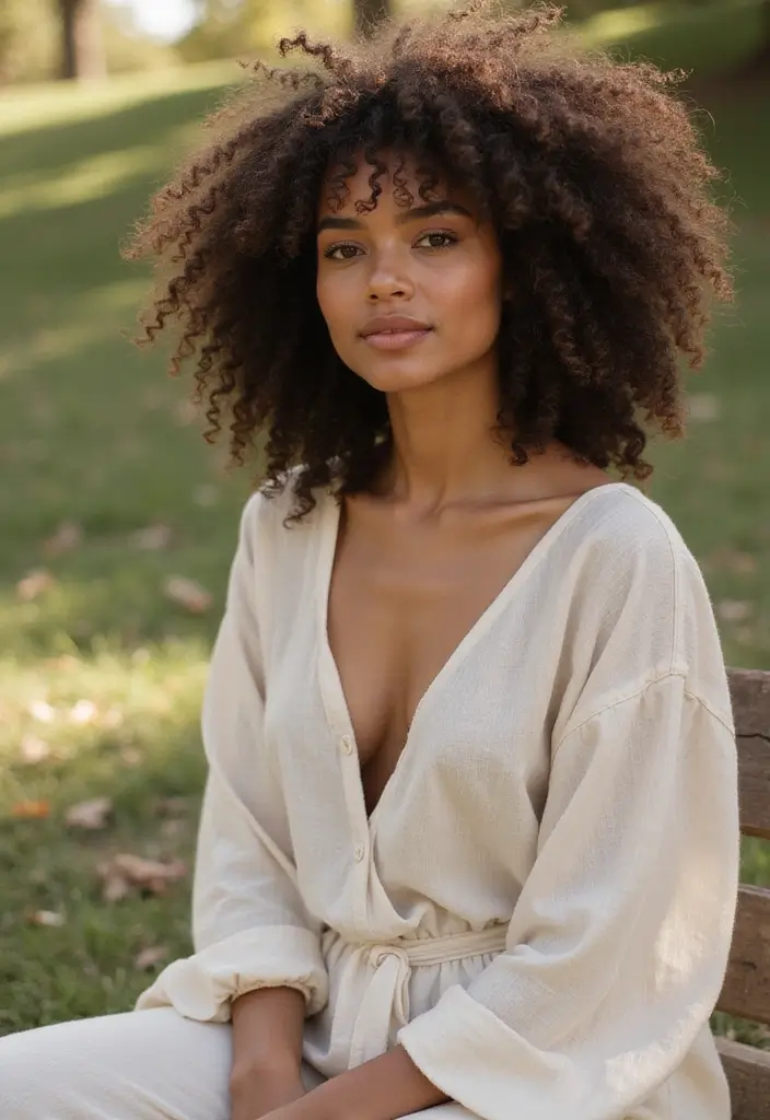 26 Boho Hairstyle Ideas for a Relaxed Vibe - 23. Natural Hair with Minimal Accessories