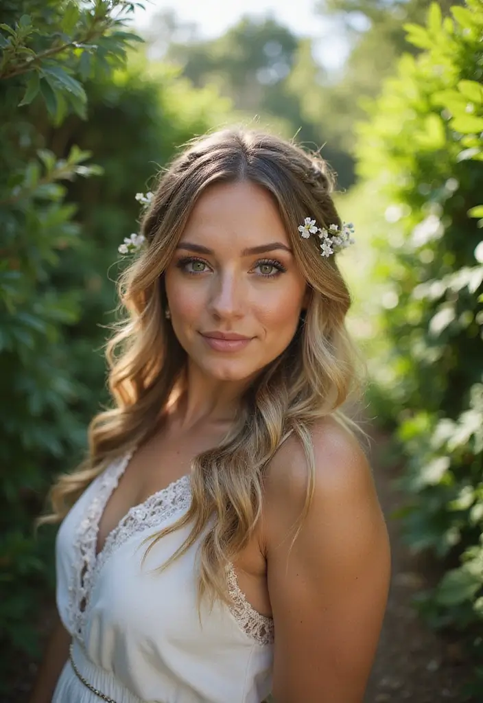 26 Boho Hairstyle Ideas for a Relaxed Vibe - 3. Half-Up, Half-Down Style