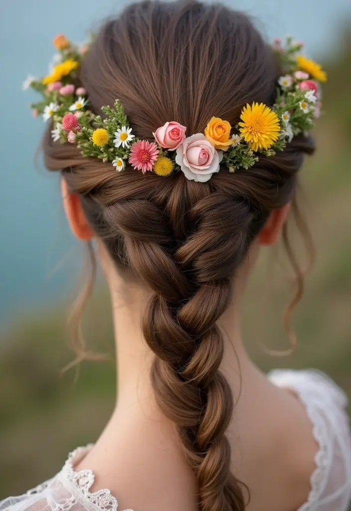 26 Boho Hairstyle Ideas for a Relaxed Vibe - 5. Floral Hair Accessories