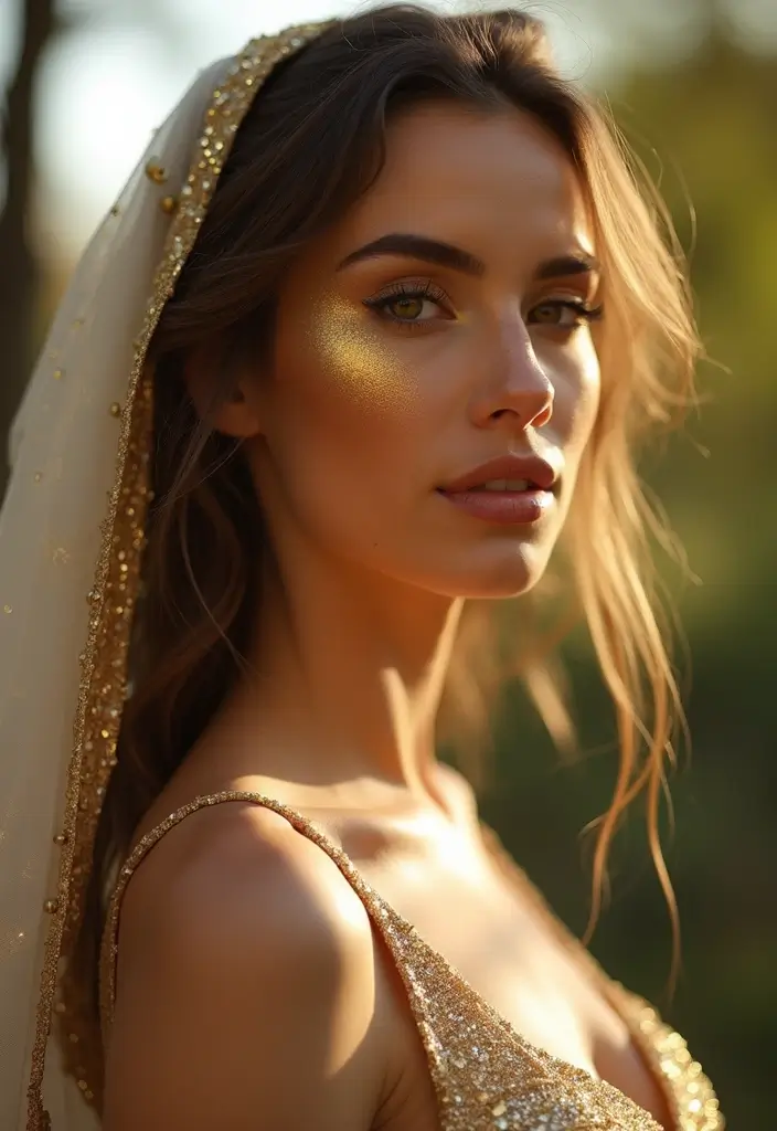 26 Bridal Makeup Looks That Last All Day - 11. Glamorous Gold Accents