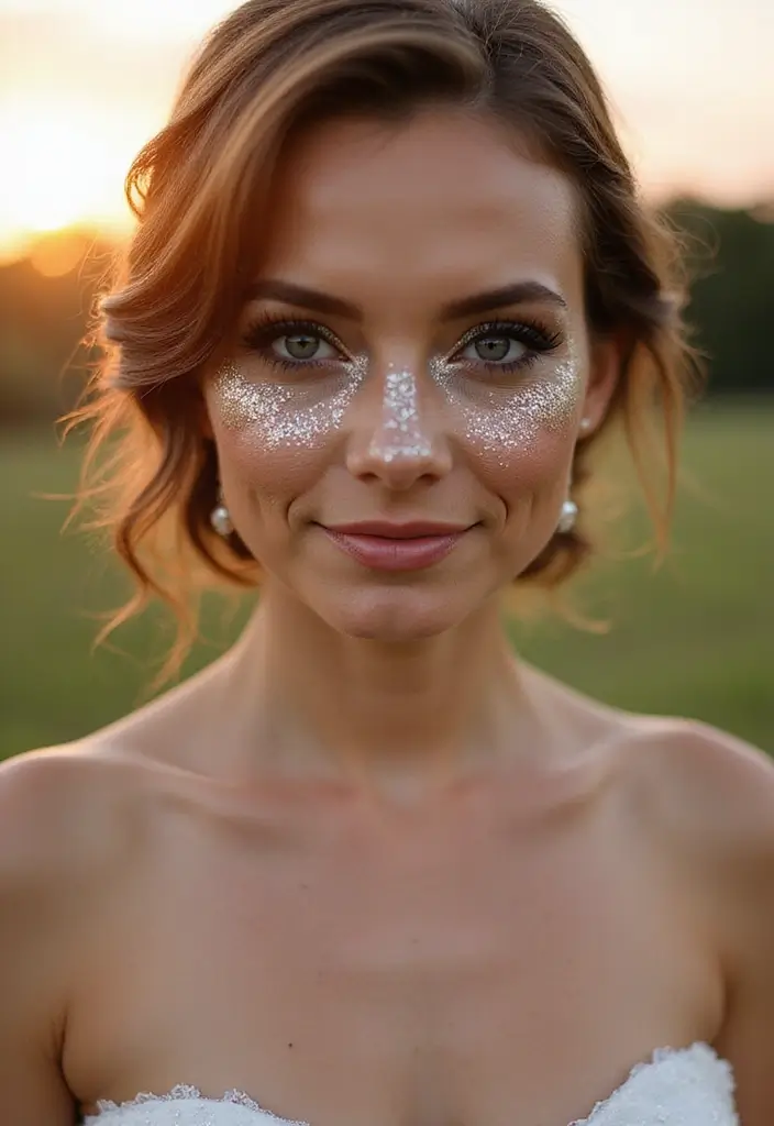 26 Bridal Makeup Looks That Last All Day - 15. Glitzy Glitter