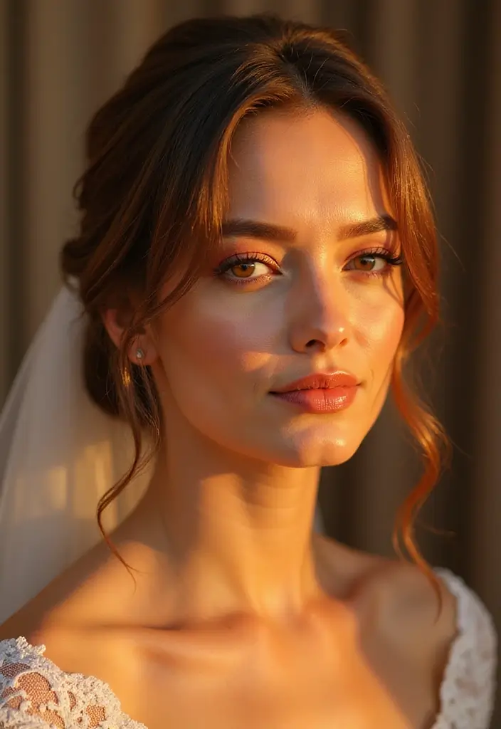 26 Bridal Makeup Looks That Last All Day - 18. Warm Sunset Shades