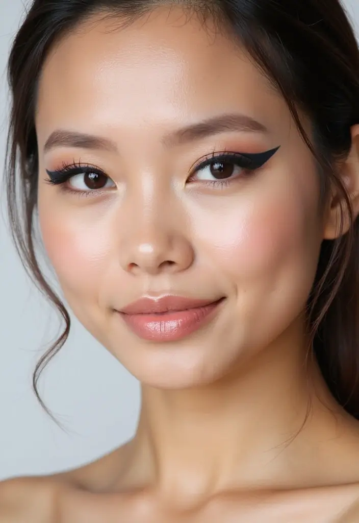 26 Eyeliner Styles That Suit Every Eye Shape - 2. Bold Winged Eyeliner for Round Eyes