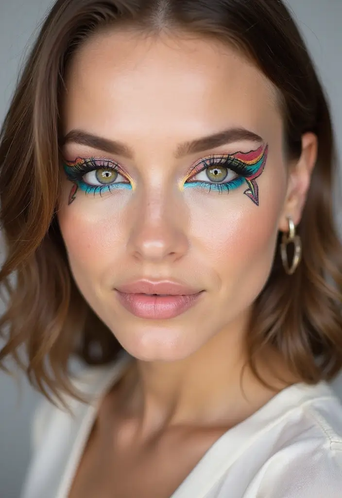 26 Eyeliner Styles That Suit Every Eye Shape - 25. Retro Graphic for Unconventional Styles