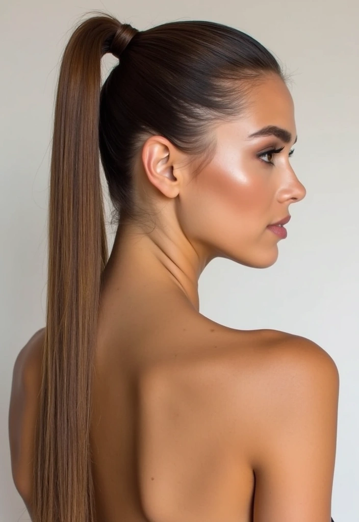 26 Hairstyles for Straight Hair That Stay All Day - 1. Sleek Ponytail