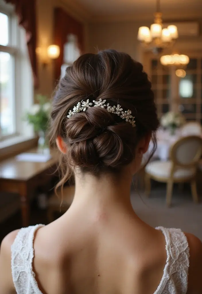 26 Hairstyles for Straight Hair That Stay All Day - 24. Twisted Crown Updo