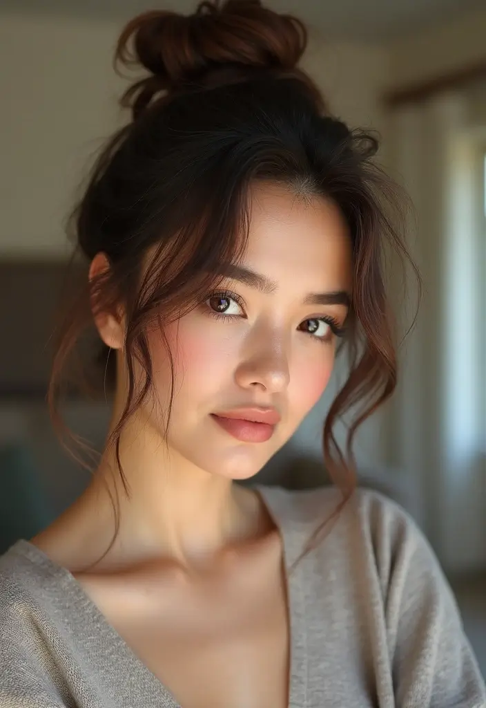 26 Hairstyles for Thin Hair That Add Instant Volume - 4. Messy Bun