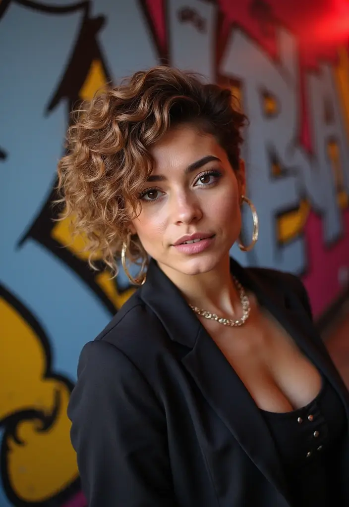 26 Layered Haircut Ideas for Volume and Movement - 22. Layered Curly Tapered Cut