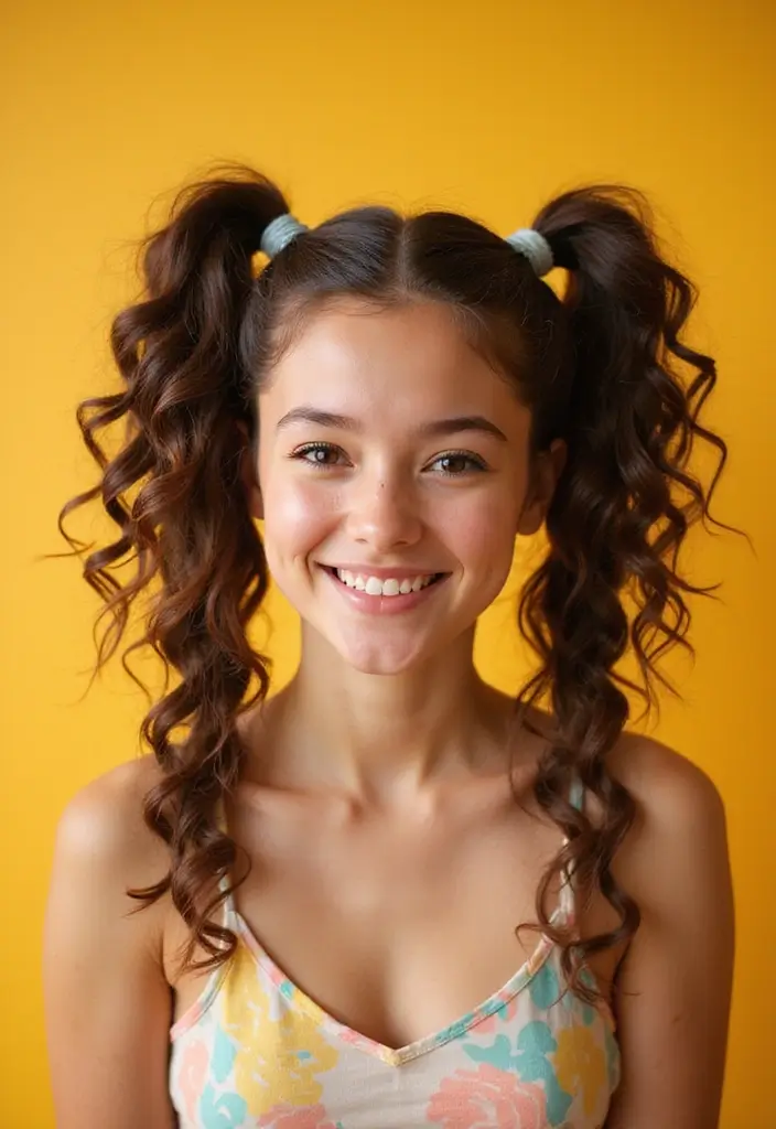 26 Layered Haircut Ideas for Volume and Movement - 23. Layered Curly Pigtails