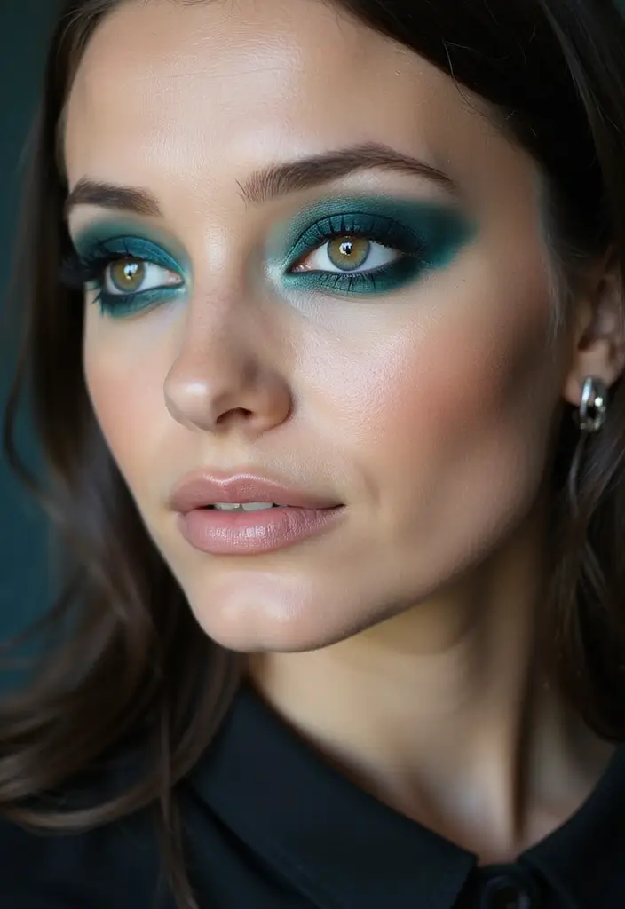 26 Smokey Eye Variations for Different Eye Colors - 13. Deep Teal Smokey Eye for Hazel Eyes
