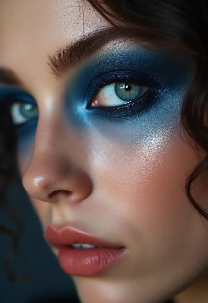 26 Smokey Eye Variations for Different Eye Colors - 20. Navy Blue Smokey Eye for Blue Eyes