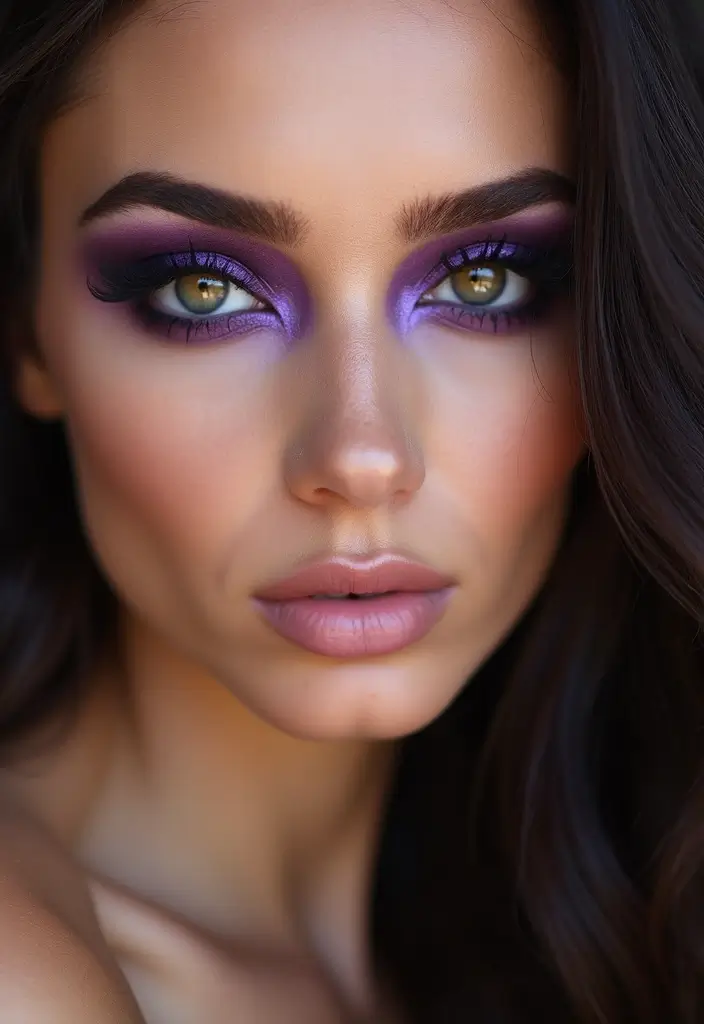 26 Smokey Eye Variations for Different Eye Colors - 4. Deep Violet Smokey Eye for Hazel Eyes