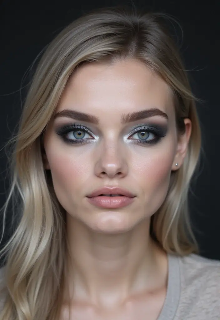 26 Smokey Eye Variations for Different Eye Colors - 5. Silver and Charcoal Smokey Eye for Gray Eyes