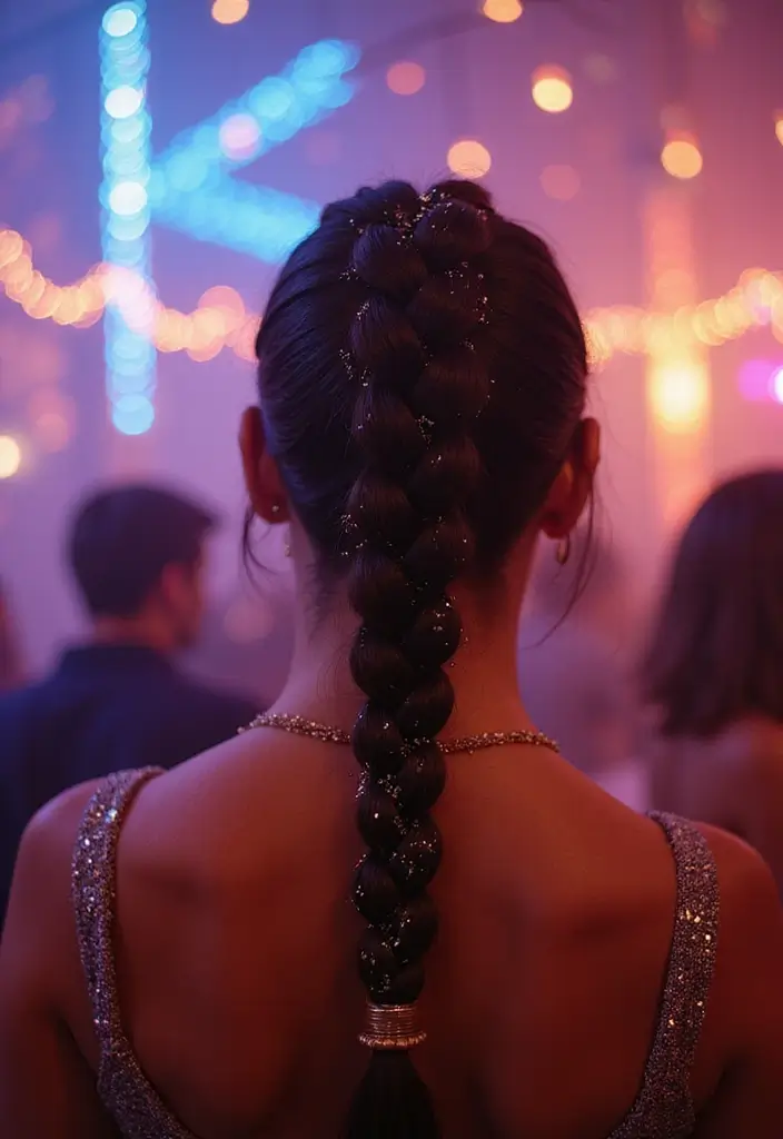 26 Trending Braided Hairstyles for Every Occasion - 19. Straight Braid with Glitter